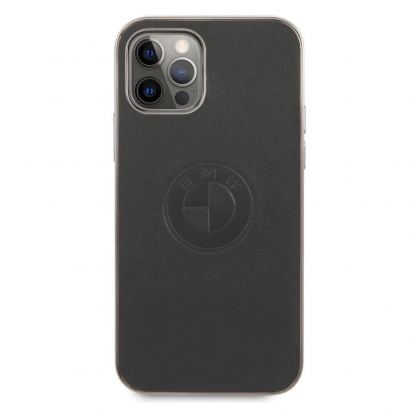 BMW Signature Leather Embossed Logo Leather Case - кожен кейс (естествена кожа) за iPhone 12, iPhone 12 Pro (черен) 3