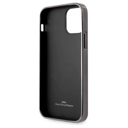 BMW Signature Leather Embossed Logo Leather Case - кожен кейс (естествена кожа) за iPhone 12, iPhone 12 Pro (черен) 5