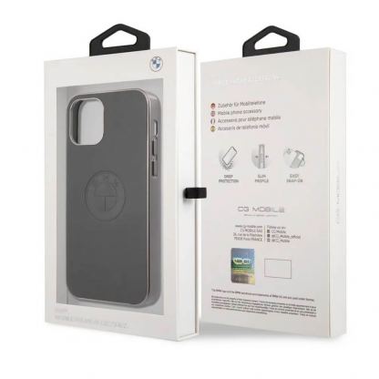 BMW Signature Leather Embossed Logo Leather Case - кожен кейс (естествена кожа) за iPhone 12, iPhone 12 Pro (черен) 6