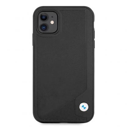 BMW Signature Leather Debossed Stripes Leather Case - кожен кейс (естествена кожа) за iPhone 11 (черен) 2