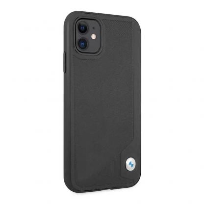 BMW Signature Leather Debossed Stripes Leather Case - кожен кейс (естествена кожа) за iPhone 11 (черен) 3