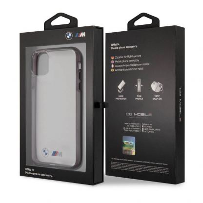 BMW M Metallic Black Edges Hard Case - хибриден удароустойчив кейс за iPhone 11 (черен-прозрачен) 2