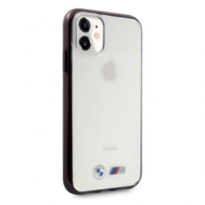 BMW M Metallic Black Edges Hard Case - хибриден удароустойчив кейс за iPhone 11 (черен-прозрачен) 5