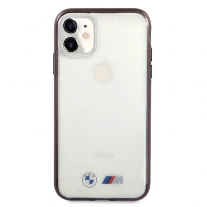 BMW M Metallic Black Edges Hard Case - хибриден удароустойчив кейс за iPhone 11 (черен-прозрачен) 6