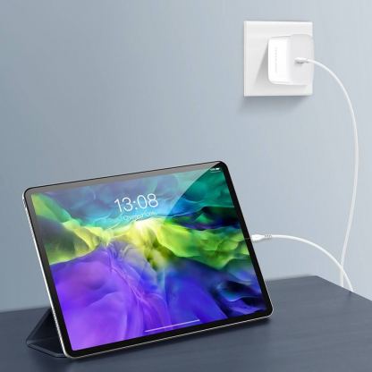 Dux Ducis Power Delivery USB-C PD Wall Charger 20W - захранване за ел. мрежа с USB-C изход с технология за бързо зареждане и USB-C към Lightning кабел (бял) 6