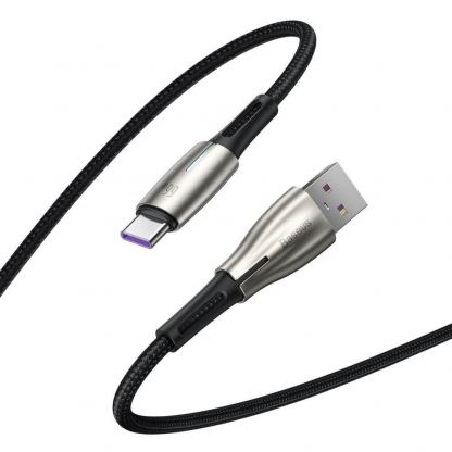 Baseus Water Drop USB to USB-C Cable Super Charge 66W (CATSD-M01) - кабел с въжена оплетка за устройства с USB-C порт (100 см) (черен) 2