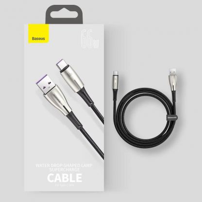 Baseus Water Drop USB to USB-C Cable Super Charge 66W (CATSD-M01) - кабел с въжена оплетка за устройства с USB-C порт (100 см) (черен) 18