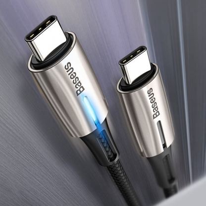 Baseus Water Drop USB-C to USB-C Cable PD 2.0 60W (CATGH-J09) - кабел с въжена оплетка за устройства с USB-C порт (100 см) (черен) 5