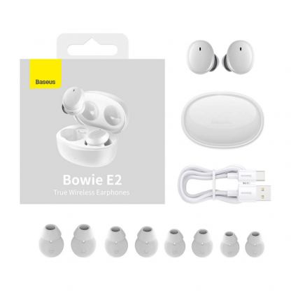 Baseus Bowie E2 TWS In-Ear Bluetooth Earbuds - водонепромукаеми безжични слушалки със зареждащ кейс (бял) 7
