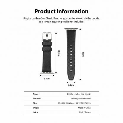Ringke Leather One Classic Band - кожена (естествена кожа) каишка за Apple Watch 42мм, 44мм, 45мм (черен) 4