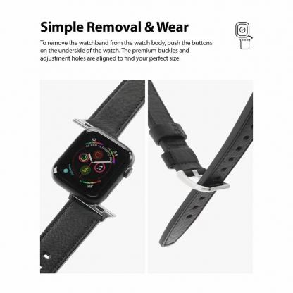 Ringke Leather One Classic Band - кожена (естествена кожа) каишка за Apple Watch 42мм, 44мм, 45мм (черен) 7