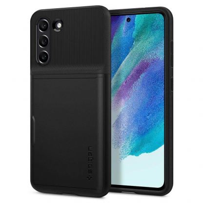 Spigen Slim Armor CS Case - хибриден кейс с отделение за кр. карти и най-висока степен на защита за Samsung Galaxy S21 FE (черен) 2