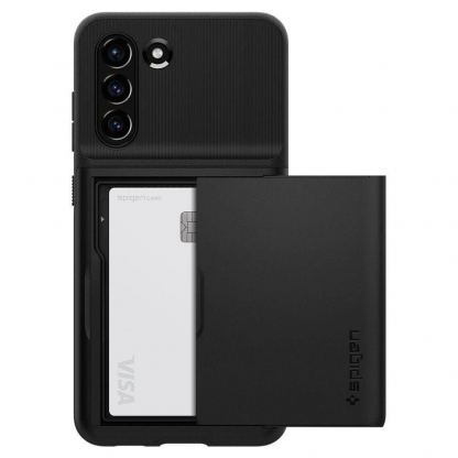 Spigen Slim Armor CS Case - хибриден кейс с отделение за кр. карти и най-висока степен на защита за Samsung Galaxy S21 FE (черен) 3