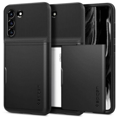 Spigen Slim Armor CS Case - хибриден кейс с отделение за кр. карти и най-висока степен на защита за Samsung Galaxy S21 FE (черен) 11