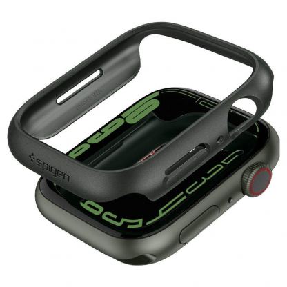 Spigen Thin Fit Case - качествен твърд кейс за Apple Watch 9 45мм, Apple Watch 8 45мм, Apple Watch 7 45мм (тъмнозелен) 5