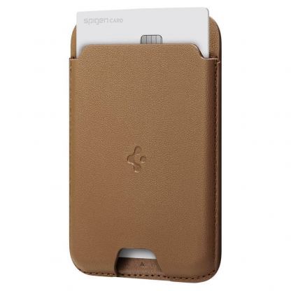 Spigen Valentinus MagSafe Card Holder- кожен портфейл (джоб) за прикрепяне към iPhone с MagSafe (кафяв) 6