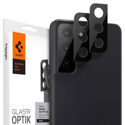 Spigen Optik Lens Protector - 2 броя предпазни стъклени протектори за камерата на Samsung Galaxy S21 FE (черен)