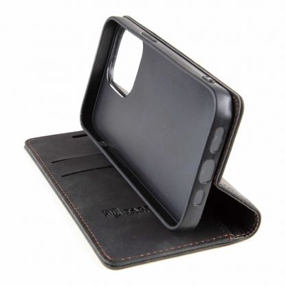 Tactical Xproof Flip Case - кожен калъф с поставка и отделение за кр. карти за iPhone 13 Pro (черен) 3
