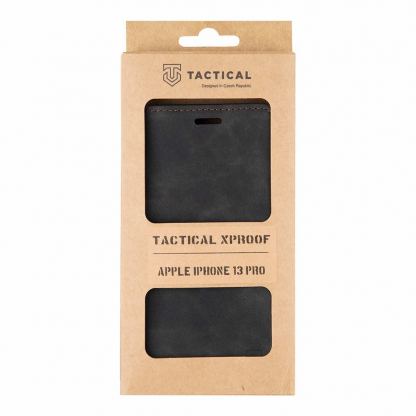 Tactical Xproof Flip Case - кожен калъф с поставка и отделение за кр. карти за iPhone 13 Pro (черен) 4