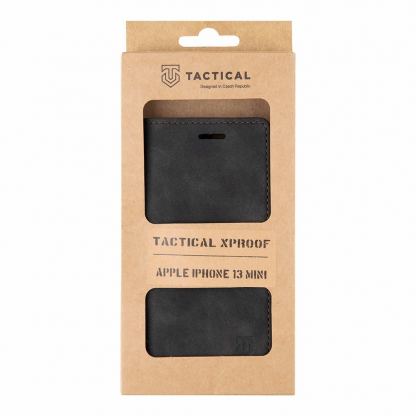Tactical Xproof Flip Case - кожен калъф с поставка и отделение за кр. карти за iPhone 13 mini (черен) 4