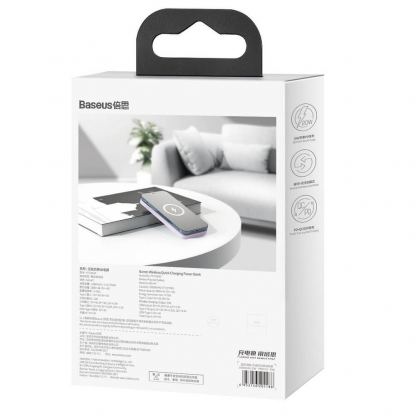 Baseus Magnetic Wireless Quick Charging Power Bank 10000 mAh (PPCX010005) - преносима външна батерия с USB-C порт, USB-A изход и безжично зареждане с MagSafe (лилав) 7
