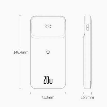 Baseus Magnetic Wireless Quick Charging Power Bank 10000 mAh (PPCX010005) - преносима външна батерия с USB-C порт, USB-A изход и безжично зареждане с MagSafe (лилав) 12