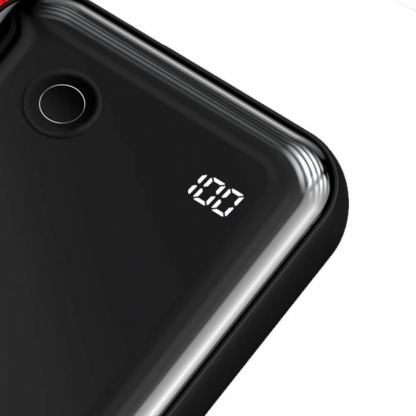 Baseus Mini S Digital Display Power Bank 15W Wireless Charger 10000mAh (PPXF-A09) - външна батерия 10000 mAh с вграден USB-C кабел и USB-C, USB-A и Lightning портове (черен-червен) 6