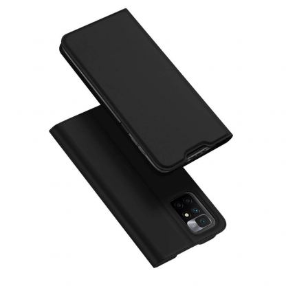 Dux Ducis Skin Pro Case - кожен калъф с поставка и отделение за кр. карти за Xiaomi Redmi 10 (черен)