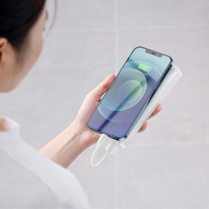 Baseus Bipow Digital Display Power Bank 15W 30000mAh (PPDML-K02) - външна батерия с два USB-A и един USB-C изходи и технология за бързо зареждане (бял) 5