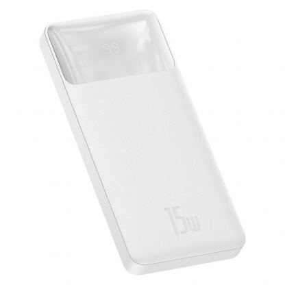 Baseus Bipow Digital Display Power Bank 15W 10000mAh (PPDML-I02) - външна батерия с два USB-A и един USB-C изходи и технология за бързо зареждане (бял) 3