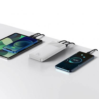 Baseus Bipow Digital Display Power Bank 15W 10000mAh (PPDML-I02) - външна батерия с два USB-A и един USB-C изходи и технология за бързо зареждане (бял) 10