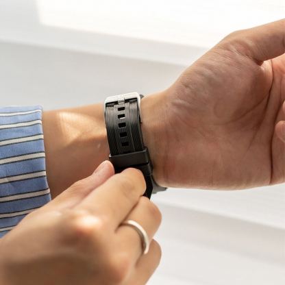 Ringke Rubber One Silicone Band - силиконова каишка за Apple Watch 42мм, 44мм, 45мм (черен) 5