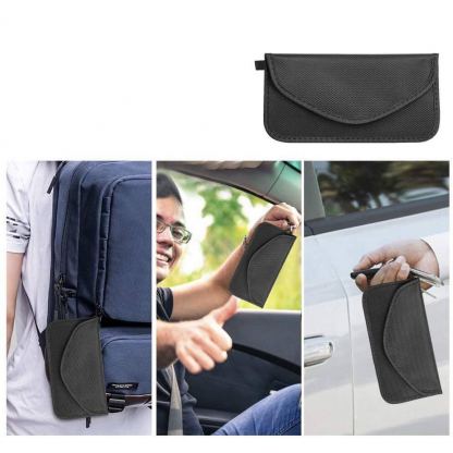 Horizontal Faraday Signal Blocking RFID Car Keys Pouch - хоризонтален джоб (фарадеев кафез) за блокиране на сигнали и RFID защита (черен) 12
