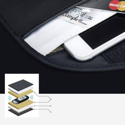 Horizontal Faraday Signal Blocking RFID Car Keys Pouch - хоризонтален джоб (фарадеев кафез) за блокиране на сигнали и RFID защита (черен) 13