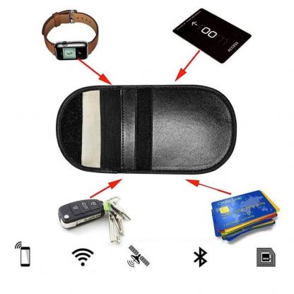 Vertical Faraday Signal Blocking RFID Car Keys Pouch - вертикален джоб (фарадеев кафез) за блокиране на сигнали и RFID защита (черен) 6