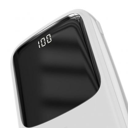Baseus Qpow Digital Display Power bank with Lightning cable 15W 10000mAh (PPQD-B02) - външна батерия 10000 mAh с вграден Lightning кабел и USB-C, USB-A и Lightning портове (бял) 5