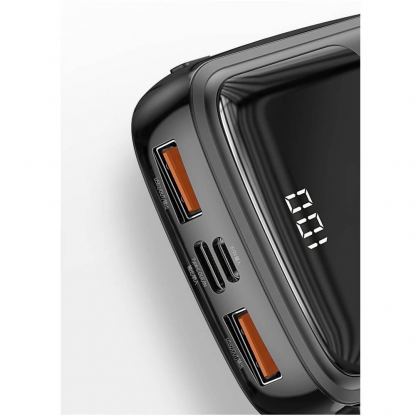 Baseus Qpow Digital Display Power bank with Lightning cable 15W 10000mAh (PPQD-B02) - външна батерия 10000 mAh с вграден Lightning кабел и USB-C, USB-A и Lightning портове (бял) 12