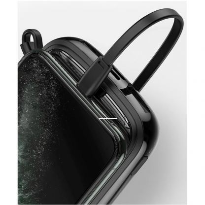 Baseus Qpow Digital Display Power bank with Lightning cable 15W 10000mAh (PPQD-B02) - външна батерия 10000 mAh с вграден Lightning кабел и USB-C, USB-A и Lightning портове (бял) 14