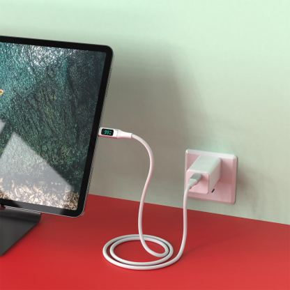 4smarts DigitCord USB-C to USB-C 100W Cable - здрав кабел с въжена оплетка и дисплей, за зареждане на устройства с USB-C порт (150 см) (бял) 7