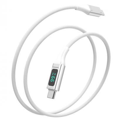 4smarts DigitCord USB-C to USB-C 100W Cable - здрав кабел с въжена оплетка и дисплей, за зареждане на устройства с USB-C порт (150 см) (бял) 8