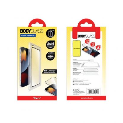 Torrii BodyGlass 3D Full Cover Glass - калено стъклено защитно покритие за целия дисплей на iPhone 13 Pro Max (прозрачен-черен) 2
