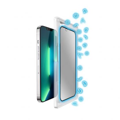 Torrii BodyGlass Privacy 3D Full Cover Anti-Bacterial Glass - калено стъклено защитно покритие с антибактериално покритие и определен ъгъл на виждане за целия дисплей на iPhone 13, iPhone 13 Pro (прозрачен-черен)