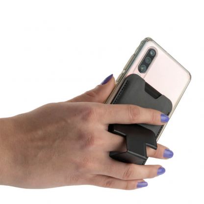 4smarts UltiMag ErgoFold Magnetic Kickstand Wallet - кожен портфейл (джоб) с градена поставка за прикрепяне към iPhone с MagSafe (тъмносин) 3