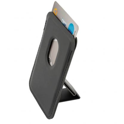 4smarts UltiMag ErgoFold Magnetic Kickstand Wallet - кожен портфейл (джоб) с градена поставка за прикрепяне към iPhone с MagSafe (тъмносин) 5