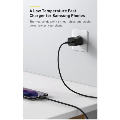 Baseus Super Si USB-C PD Wall Charger 25W (CCSP020101) - захранване за ел. мрежа с USB-C изход с технология за бързо зареждане (черен) 8