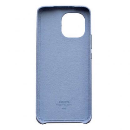 Xiaomi Cloth Pattern Vegan Leather Case - оригинален поликарбонатов кейс с кожено покритие за Xiaomi Mi 11 (син) 2
