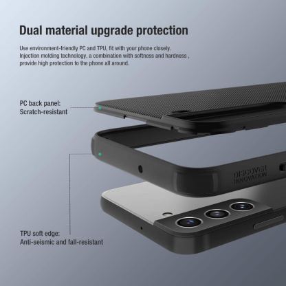 Nillkin Super Frosted Shield Case - удароустойчив хибриден кейс за Samsung Galaxy S22 (черен) 4