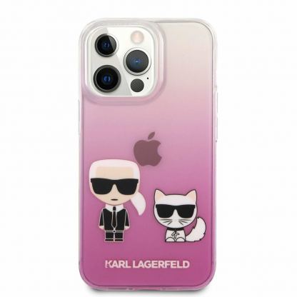 Karl Ikonik Karl and Choupette Case - дизайнерски кейс с висока защита за iPhone 13 Pro Max (розов)  2