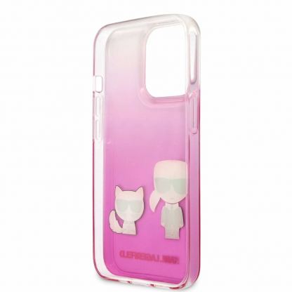 Karl Ikonik Karl and Choupette Case - дизайнерски кейс с висока защита за iPhone 13 Pro Max (розов)  5