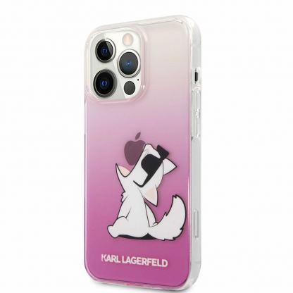 Karl Lagerfeld Choupette Fun Case - дизайнерски кейс с висока защита за iPhone 13 Pro (розов)